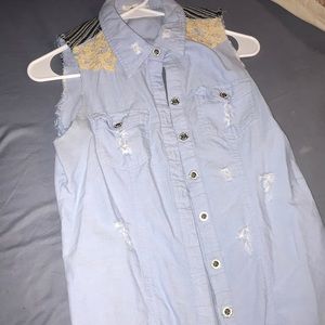 Sleeveless denim button up Buckle Gimmicks